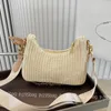 wholesale with Triangle Straw Crossbody Bags Shoulder Messenger Bag High Quality Women Summer Woven Gold Chain Fashion Designer Hobo Purse Three-in-one