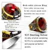 Bagues en grappe Bague pour homme en argent sterling 925 incrustée de pierre rouge Turc Classique Style rétro Bijoux Jeunes