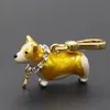 Necklaces Enamel Glaze Yellow Puppy Pendant Fashion Cute Corgi Pendant Bag Pendant Female Jewelry