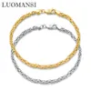 Bangle Luomansi Solid 100%S925 Sterling Silver Hemp Rope Armband Fina smycken Wedding Party Crystal Presents