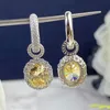 Earrings Luomansi Super Flash Yellow White High Carbon Diamond Earrings S925 Sterling Silver Lover Birthday Gift Party Fine Jewelry