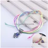 Bedelarmbanden creatieve Turkse blauwe ogen voor vrouwen handgemaakte colorf touw fatima hand palmarmband sieraden drop levering dhyde