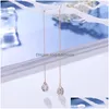 Dangle Lustre Cristal Linéaire Goutte Boucle D'oreille Pour Femmes Ronde Cubic Zirconia Cz Longue Chaîne Boucles D'oreilles Livraison De Mariée Jewelr Dhyjk