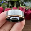 Rings Black Rose Gold Men Women Wedding Band Tungsten Carbide Ring Trendy sieraden Getapte geborsteld afwerking 8mm Comfort Fit