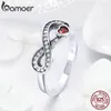 Halsband bamoer 100% Sterling Sier Infinity Love Forever Heart Clear CZ Finger Ring for Women Wedding Engagement Jewelry SCR415