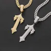 New Trapstar Pendant T-shaped Cross Necklace Large Trendy Copper Mini Inlaid Zircon Men's Hip Hop Pendant