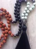 Pendant Necklaces Bali Mist - Aventurine & Onyx Mala Necklace 108 Bead Hand Knotted Mala. Tassel Chakra Jewelry Yoga Medi