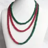 Collane 4 * 6MM Ovale Verde Smeraldo Rosso Rubino Collana Vintage Gioielli in pietra naturale Nobile Elegante Squisita Catena di perline Girocollo Collier