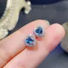 Stud Romantic Silver Heart Stude do codziennego noszenia 5 mm VVS Grade Natural Topaz Kolczyki 925 Srebrny Londyn Blue Topaz Biżuteria