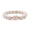 Bracelets BOJIU Multilayer Natural Stone Bracelets For Women Gold Zirconia Tube Spring White Howlite River Stone Crystal Bracelet BCSET199