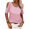 Kvinnors blusar skjortor 4xl 5xl vita skjortor kvinnor överdimensionerade toppar dam blus sexig mode kall axel korta ärmkläder blusas mujer de moda 230520