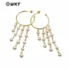 Huggie WTMPE039 WKT Ventes les plus chaudes Natural Natural Fresh Water Perles Déclaration d'oreilles Round Hoop Lady Elegant Pearl Eargs