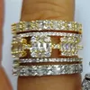 Bandas Godki Trendy 5 linhas Big Bold Declaração Anéis para Mulheres Casamento Cubic Zirconia Cocktail Dedo Anéis Bohemian Beach Jóias Presente