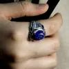 Кластерные кольца 925 Стерлинговое серебро натуральное лазуло