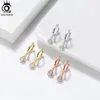 Huggie ORSA JEWELS 925 Sterling Silver Drop Cubic Zirconia Hoop Earrings 14K Gold Plated for Women Birthday Gift Ear Jewelry APE50