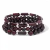 Strand 3pc/zestaw Bracelet oczu tygrysa dla mężczyzn Lapis Lazuli Bloodstone Cuboid Beads Bransoletka Zestaw jogi medytacja biżuteria pulsera hombre