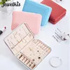 Boxes New Zipper Portable Jewelry Storage Box for Women Girls Ear Studs Earring Ring Packaging High Qulaity PU Leather Elegant Style
