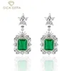 Knot Gica Gema 925 Sterling Silver Synthetic Emerald Drop Earrings For Women Sparkling High Carbon Diamond Fine SMEWELL POCESITAL