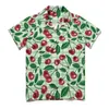 Chemises décontractées pour hommes Red Cherry Blouses Mens Green Plaid Print Hawaii Short Sleeve Graphic Y2K Oversized Vacation Shirt Gift