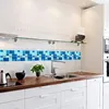 Wall Stickers Hard Blue Mosaic Tile Sticker Kitchen Bathroom Diagonal Line Peeling And Leaving Wear-resistant Glossy