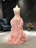 Festklänningar Vestidos de Fiesta Real Picture Pink Pleat Flower Strapless ärmlös golvlängd Formell prom kvinnor kväll