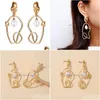 Hoop Huggie Korean Trend Irregar Pearl Alloy Earrings For Women Gold Color Aretes De Mujer Modernos Kawaii Jewelry Good Design Gif Dh0Cn