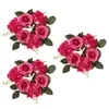 Flores decorativas, 3 uds., corona, decoración de mesa, rosas artificiales, centros de mesa para mesas, anillos, Pilar