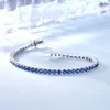 Bangle Umcho Luxury Blue Sapphire Armband för kvinnor Solid 925 Sterling Silver Jewelry Vintage Gemstone Romantic Elegant Female Gift