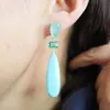 Noeud KQDANCE 925 argent aiguille pierre de lune naturelle bleu rouge Turquoise cristal longue larme boucles d'oreilles pour femmes bijoux en gros