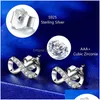 Stud Fashion Korean Designer Infinity Crystal 925 Sier Needle Earrings for Women Girl Cubic Zirconia Earring Elegant Bride D DH0A9