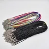 Polnisch Großhandel 1,5mm 2mm 45cm 60cm Schwarz gemischt Wachs Lederband Halskette Seil Kette Karabinerverschluss DIY Schmuck Zubehör 100 teile/los