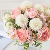 Decorative Flowers Big Silk Peony Wedding Hydrangea Bouquet Christmas Decorations Vase For Home Party Scrapbook DIY High Quality Artificial