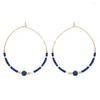 ダングルイヤリングgo2boho lapis lazuli boho jewelry blue gold miyuki seed beaded stainless teel hoop for women for woman