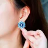 Knot CWWZircons Art Deco Multiple Blooming Flower Blue Cubic Zircon Big Fancy Geometric Earrings for Women Fine Jewelry Gift CZ287