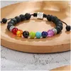 Kralen est aankomst 7 chakra's lava strengen bracelet elastische yoga touw natuursteen vulkanische kralen armbanden voor unisex veel geluk elep dhs5j