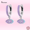 Huggie Bamoer 925 Sterling Silver Classic Purple Demon Eye Ear Blugi for Women Luksusowe Demon Eye wisiorek