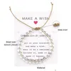 Beaded New 6mm Clear Ocean Crystal Glass Beads Armband för män Kvinnor Justerbar handgjorda flätade med Make a Wish Card Fashion Drop Dhl7x