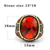 Bagues en grappe Bague pour homme en argent sterling 925 incrustée de pierre rouge Turc Classique Style rétro Bijoux Jeunes