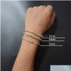 Tennis masculino Icea a corrente Gold Sier Bracelet Fashion Hip Hop Bracelets Jóias 3/4/5mm 7/8 polegadas entrega DHRP7