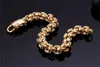12mm Personalized Punk Skull Gold Bracelets Men's Jewelry chain 18k solid gold fill Hip Hop chain Bracelets 22.5cm
