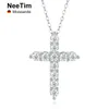 Halsband Neetim 100% Real Moissanite Cross Pendant Necklace For Women 925 Sterling Silver 3mm Diamond Neckor Chain Fine Jewelry Gift