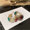 Huggie Colorful hoop earrings sweet lady matte gold electroplating S925 silver needle letter circle earrings