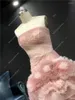 Festklänningar Vestidos de Fiesta Real Picture Pink Pleat Flower Strapless ärmlös golvlängd Formell prom kvinnor kväll