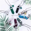 Pendant Necklaces Natural Stone Glass Stainless Steel Chain Necklace For Women Mticolor Birthstone Adjustable With Gift Drop Deliver Dh9Tt