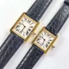 Super moda z najwyższej półki zegarek kwarcowy kobiety złota tarcza szafirowe szkło średni mały rozmiar czarny skórzany pasek zegarek klasyczny prostokątny projekt sukienka damska zegar 1537