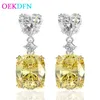 Orecchini OEKDFN Lusso 100% 925 Orecchini pendenti in argento sterling Donna Cuore creato Moissanite Pietra preziosa Oro bianco Ciondola gioielleria raffinata