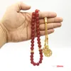 Bracelets Tasbih Agates rouges naturelles avec Tarbazona doré Islam musulman tout est nouveau bracelet 33 45 66 99 perles de prière chapelet en pierre