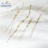 Uppsättningar lamon 925 Silver Tassel Sexiga smycken Set för kvinnor Natural Rose Quartz Topaz Olivine 14K Gold Plated Wedding Party Jewelry V066