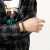 Bracciale Fongten Bracciale con teschio vintage inciso Bracciale da uomo con catena a maglie Gioielli con testa di scheletro Hip Hop in acciaio inossidabile