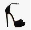 Designer de luxo Sandálias de plataforma à prova d'água Sapatos femininos 150 Camurça preta Torno